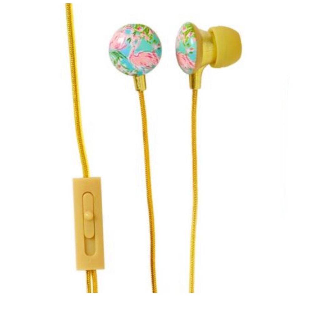 NIB Lilly Pulitzer Earbuds with Silicone Tips and Volume Control, Floridita - Picture 3 of 5